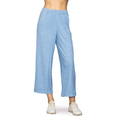 Melloday Rib Crop Wide Leg Pants In Blue