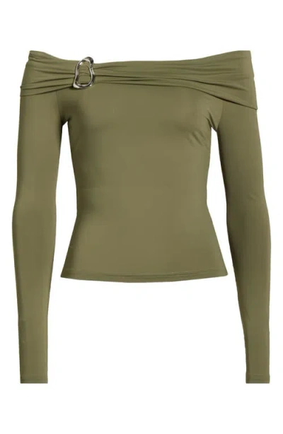 Pacsun Lannie Hardware Off The Shoulder Top In Green