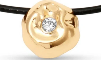 Ettika Molten Sphere Leather Pedant Necklace In Gold