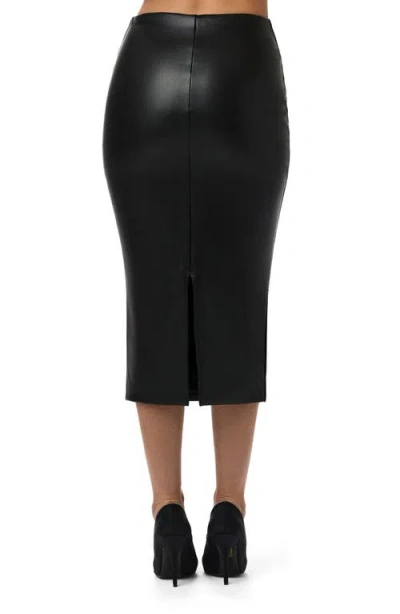 Naked Wardrobe Faux Leather Midi Skirt In Black