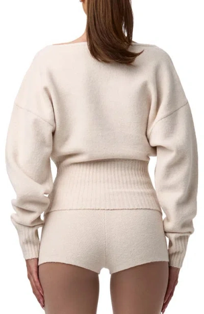 Naked Wardrobe V-neck Ribbed Sweater In Brown