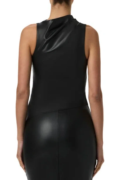 Naked Wardrobe Asymmetric Faux Leather Top In Black