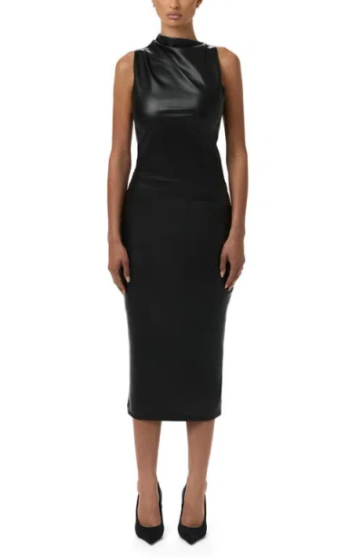 Naked Wardrobe Asymmetric Faux Leather Top In Black