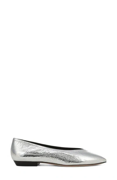 Veronica Beard Bancroft Pointed Toe Flat In Silver