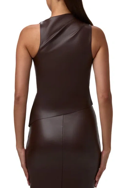 Naked Wardrobe Asymmetric Faux Leather Top In Brown