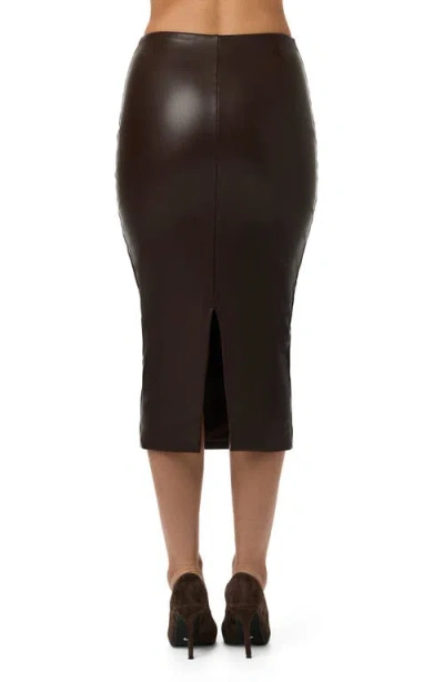 Naked Wardrobe Faux Leather Midi Skirt In Brown