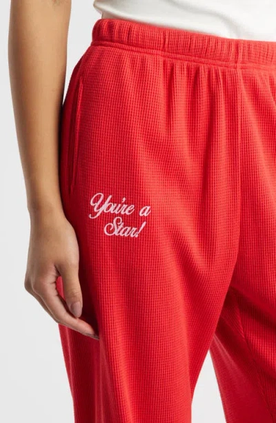 The Mayfair Group You Are A Star Waffle Knit Graphic Sweatpants In Red