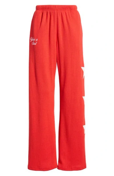 The Mayfair Group You Are A Star Waffle Knit Graphic Sweatpants In Red