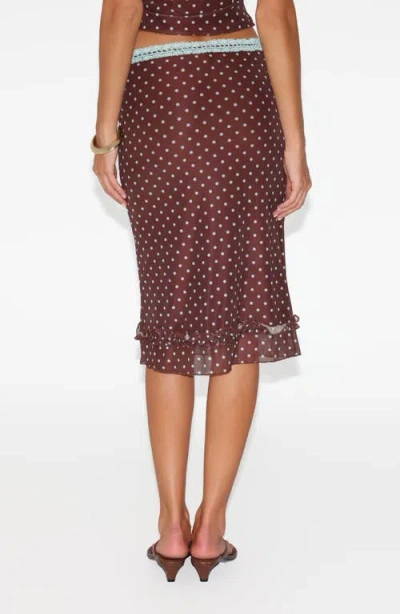 Tiger Mist Amara Low Rise Polka Dot Skirt In Brown
