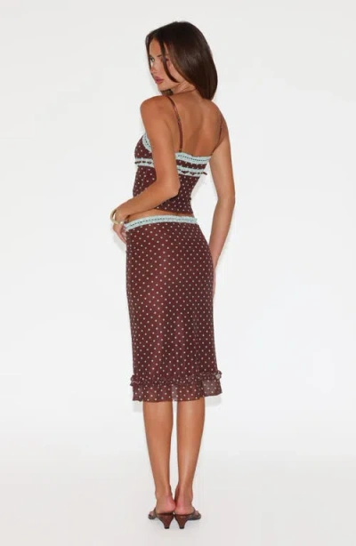 Tiger Mist Amara Low Rise Polka Dot Skirt In Brown
