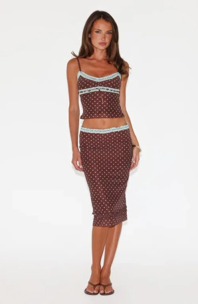 Tiger Mist Amara Lace Crop Camisole In Burgundy