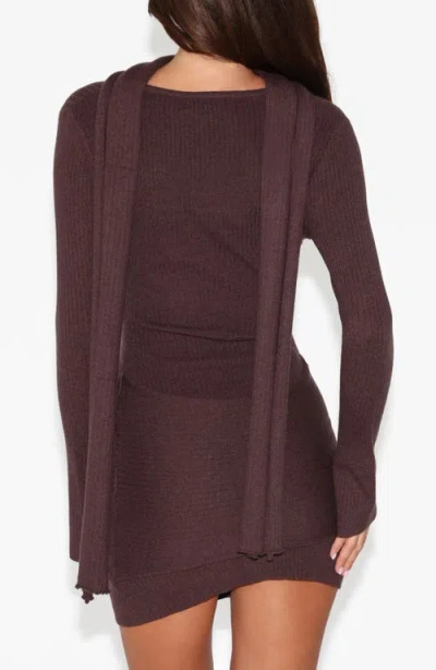 Tiger Mist Renner Long Sleeve Sweater Minidress & Scarf Set In Brown