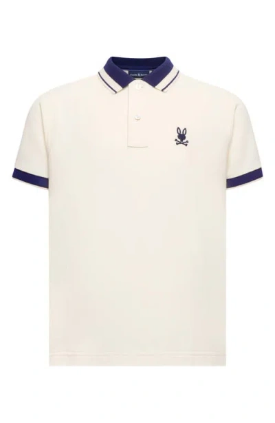 Psycho Bunny Kids' Textured Collar Pima Cotton Piqué Polo In White