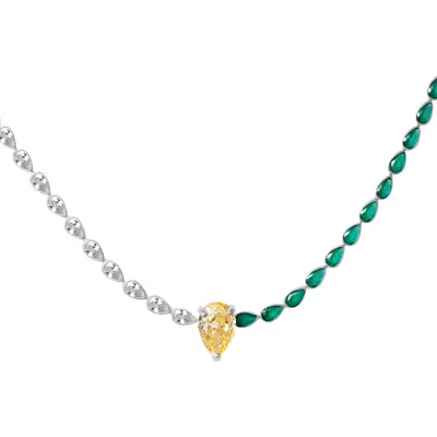 Gemma Azzurro Pear Two Tone Tennis Choker In Gold