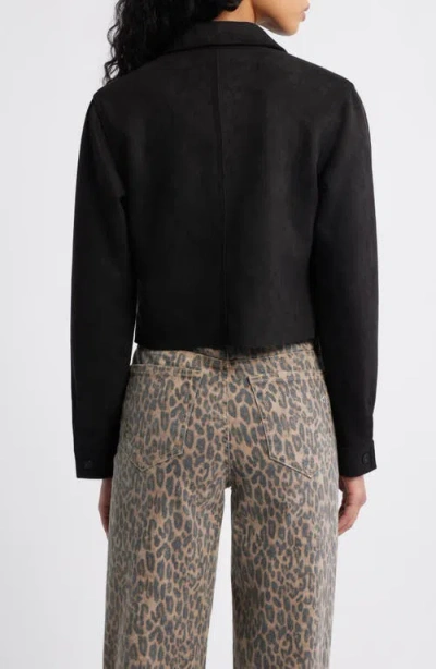 Hidden Jeans Coated Crop Button-up Shirt In Black