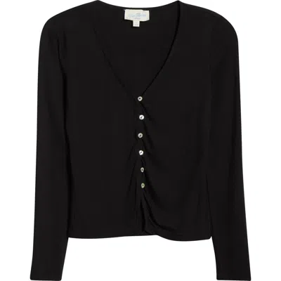 Pacsun Shelby Button-up Knit Top In Black