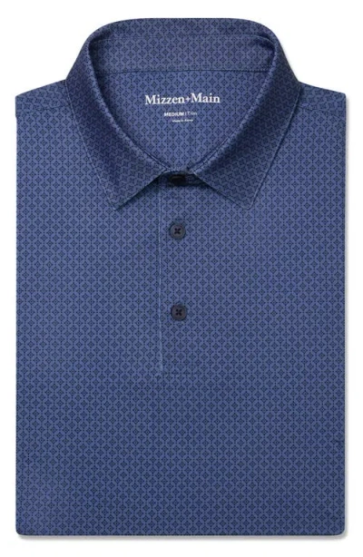 Mizzen + Main Mizzen+main Versa Trim Fit Geo Print Performance Golf Polo In Blue