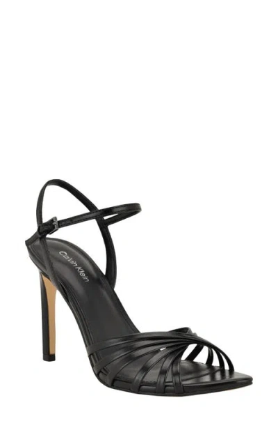Calvin Klein Daniella Ankle Strap Pointed Toe Sandal In Black