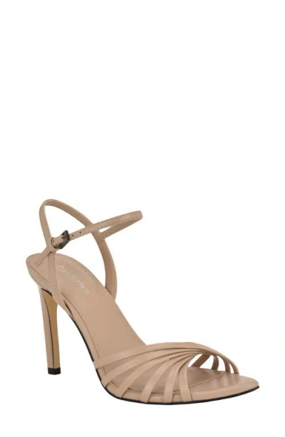 Calvin Klein Daniella Ankle Strap Pointed Toe Sandal In Neutral