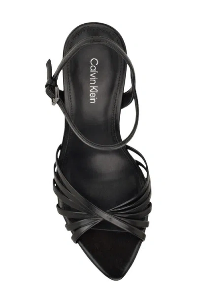 Calvin Klein Daniella Ankle Strap Pointed Toe Sandal In Black