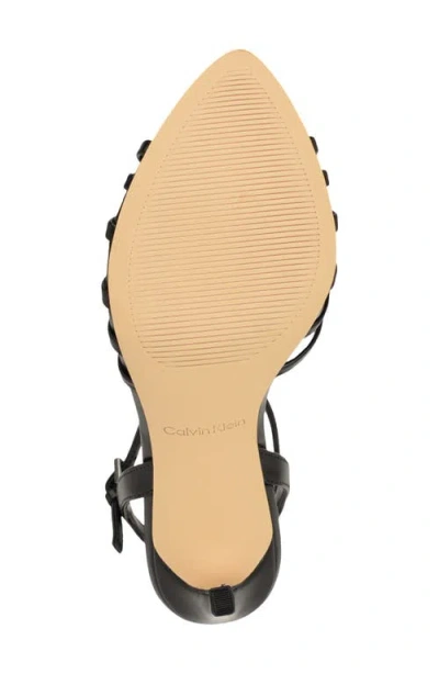 Calvin Klein Daniella Ankle Strap Pointed Toe Sandal In Black