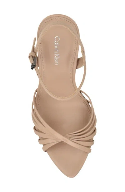 Calvin Klein Daniella Ankle Strap Pointed Toe Sandal In Neutral