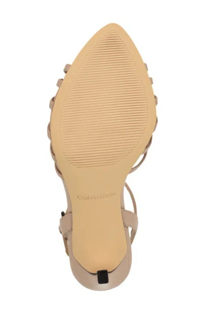 Calvin Klein Daniella Ankle Strap Pointed Toe Sandal In Neutral