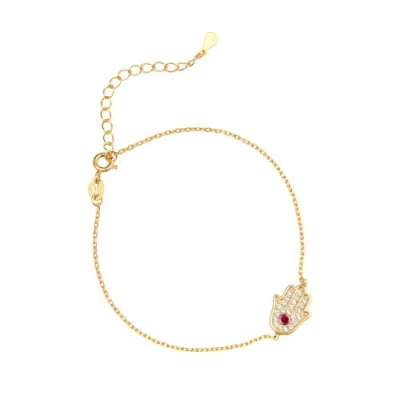 Gemma Azzurro Pave Hamsa Hand Bracelet In Gold