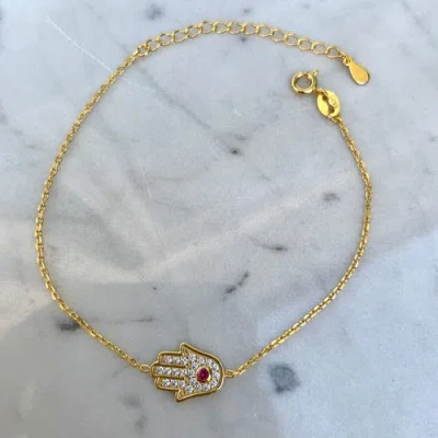Gemma Azzurro Pave Hamsa Hand Bracelet In Gold