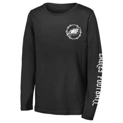 Outerstuff Youth  Black Philadelphia Eagles Rumble Long Sleeve T-shirt In Black
