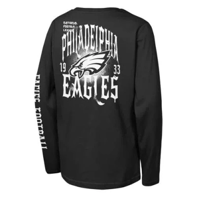 Outerstuff Youth  Black Philadelphia Eagles Rumble Long Sleeve T-shirt In Black
