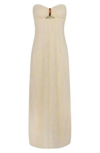 Vix Paula Hermanny Loly Strapless Cotton Blend Maxi Cover-up Sundress In Multi