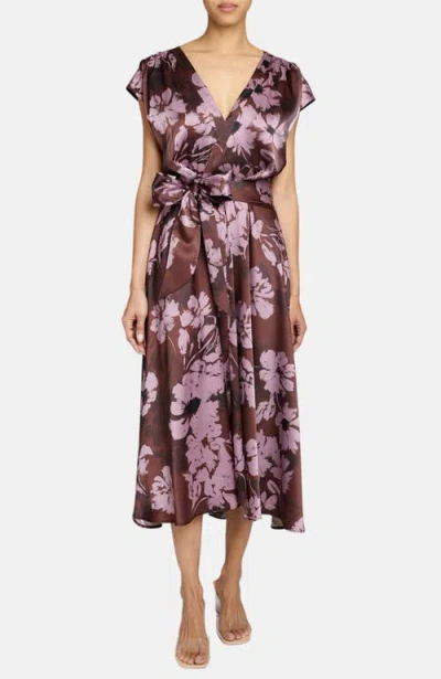 Santorelli Talia Faux-wrap Cap Sleeve Midi Dress In Animal Print