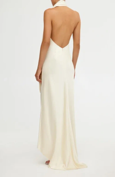 Significant Other Adriana Open Back Satin Halter Gown In Neutral