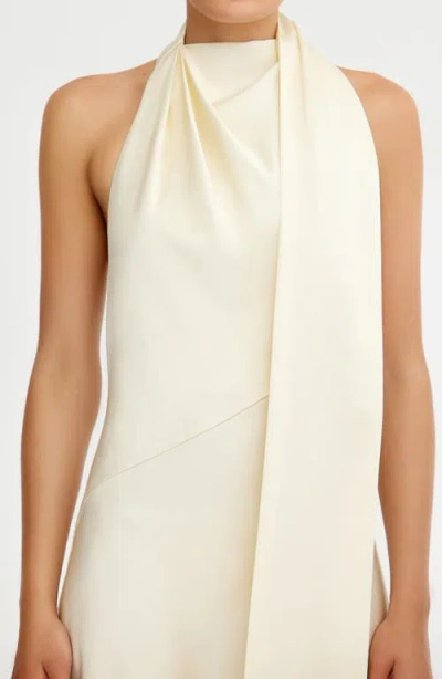 Significant Other Adriana Open Back Satin Halter Gown In Neutral