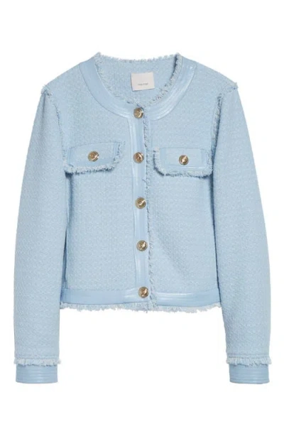 Cinq À Sept Deva Cotton Blend Birdseye Tweed Jacket In Blue