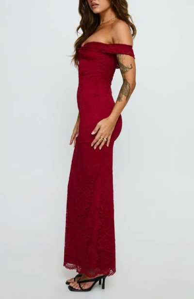 Princess Polly Anabeila Off The Shoulder Lace Mermaid Gown In Brown