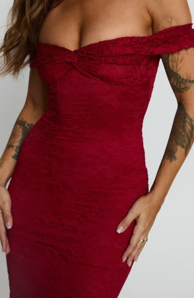 Princess Polly Anabeila Off The Shoulder Lace Mermaid Gown In Brown