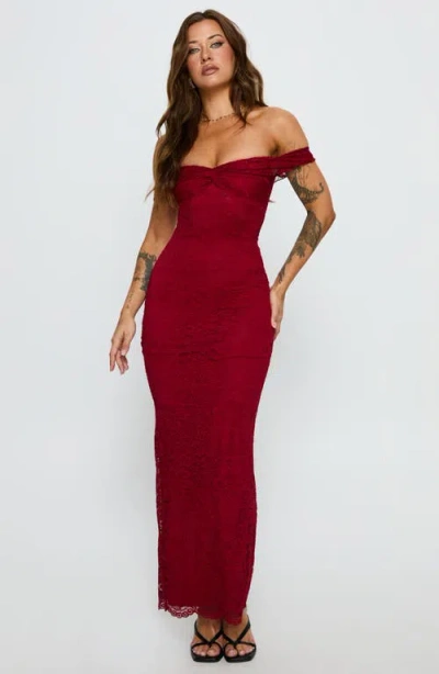 Princess Polly Anabeila Off The Shoulder Lace Mermaid Gown In Brown