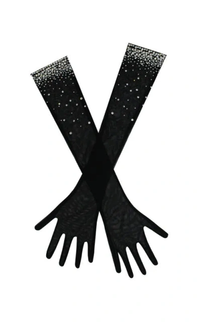 Miss Circle Izzy Crystal Opera-length Gloves In Black