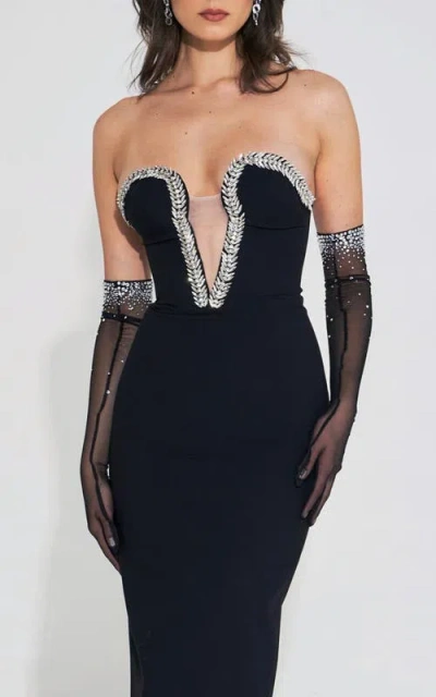 Miss Circle Izzy Crystal Opera-length Gloves In Black