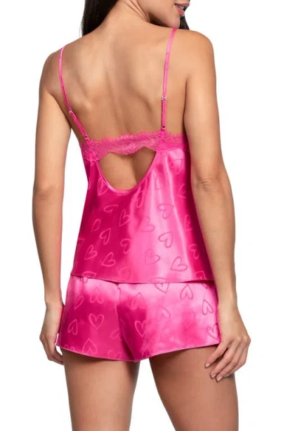 In Bloom By Jonquil Sasha Heart Print Satin Pajamas In Pink