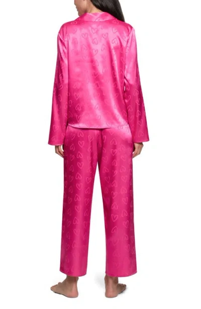 In Bloom By Jonquil Sasha Heart Print Satin Pajamas In Pink
