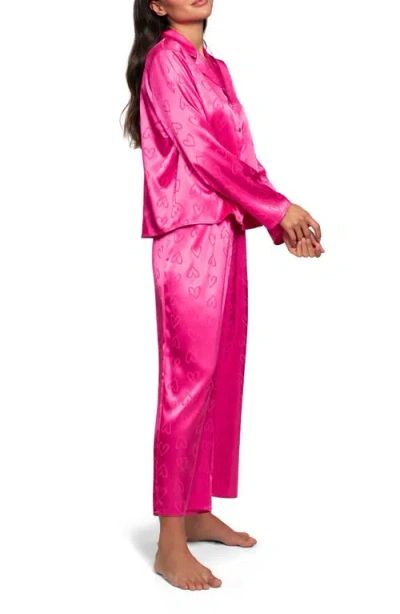 In Bloom By Jonquil Sasha Heart Print Satin Pajamas In Pink