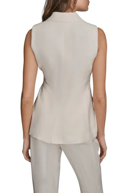 Donna Karan New York Belted Linen Blend Long Vest In White