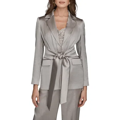 Donna Karan New York Metallic Tie Front Blazer In Gray