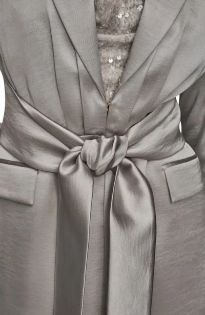 Donna Karan New York Metallic Tie Front Blazer In Gray