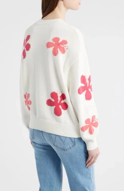 Rails Zoey Floral Intarsia Cotton Sweater In White