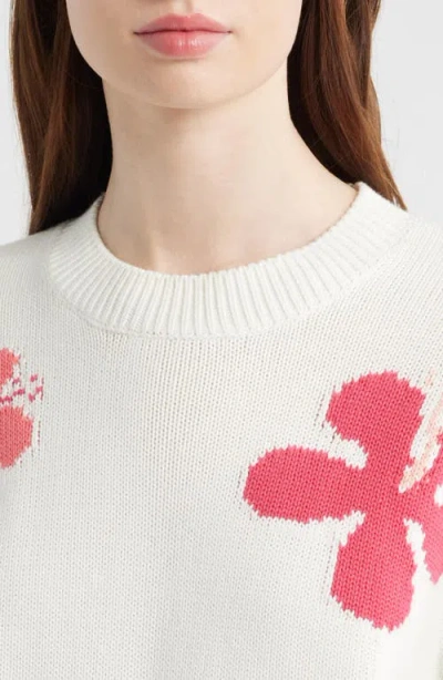Rails Zoey Floral Intarsia Cotton Sweater In White