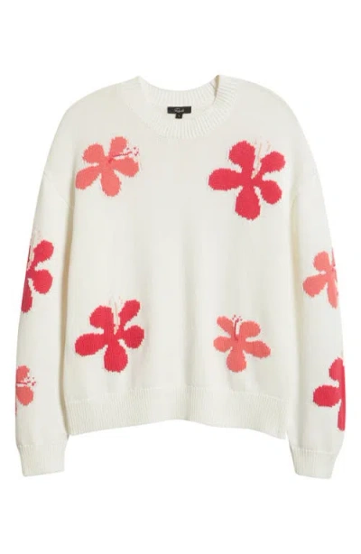Rails Zoey Floral Intarsia Cotton Sweater In White